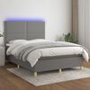 vidaXL Boxspring met matras en LED stof donkergrijs 140x200 cm