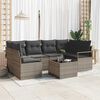 vidaXL Tuin Sofa Set met kussen 7 pcs Grijs Poly rattan, staal en glas