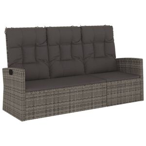 vidaXL Tuinbank verstelbaar met kussens 173 cm poly rattan grijs