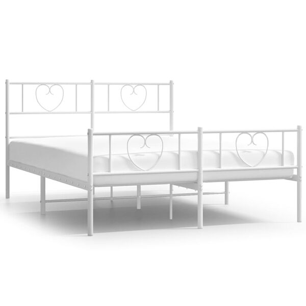 vidaXL Bedframe met hoofd- en voeteneinde metaal wit 120x200 cm