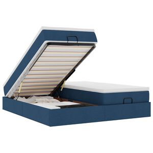 vidaXL Ottoman bed met matrassen 160x200cm stof blauw