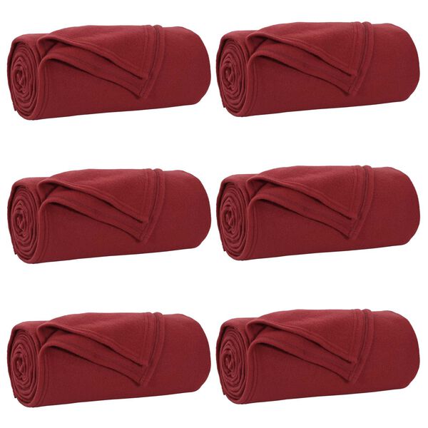 vidaXL Kleden 6 pcs Bordeaux Rood 170 x 130 cm Fleece