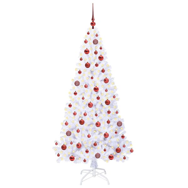 vidaXL Kunstkerstboom met 300 LED Wit 180 cm PVC en staal