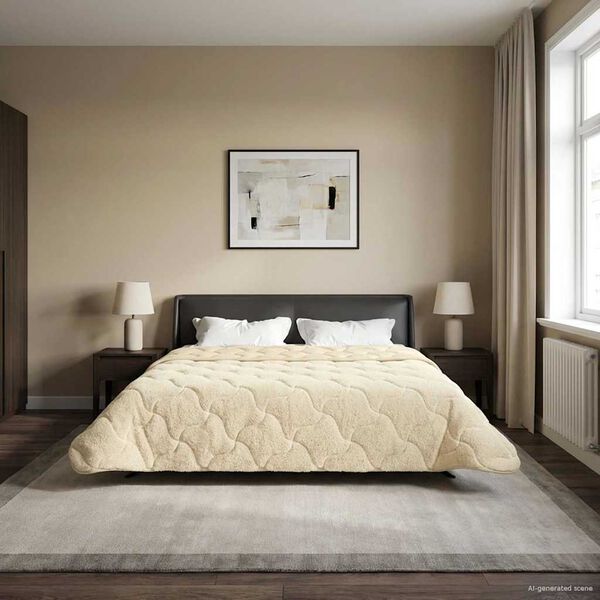 vidaXL Zomer Dekbed Cr&egrave;me 220 x 240 cm Microfiber en Teddy fleece