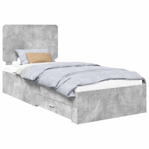 vidaXL Bedframe met hoofdeinde Beton Grijs 90 x 200 cm Bewerkt hout
