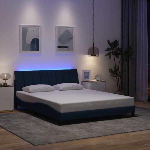 vidaXL Bedframe zonder matras "Hanko" stof blauw 160x200 cm