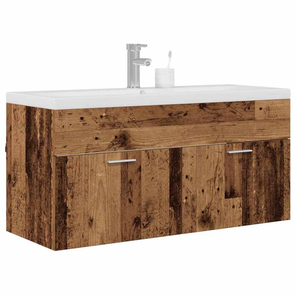 vidaXL Badkamerkast met opslag Oudhout 100 x 38,5 x 46 cm Bewerkt hout