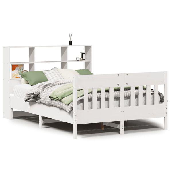 vidaXL Bedframe zonder matras massief grenenhout wit 140x190 cm
