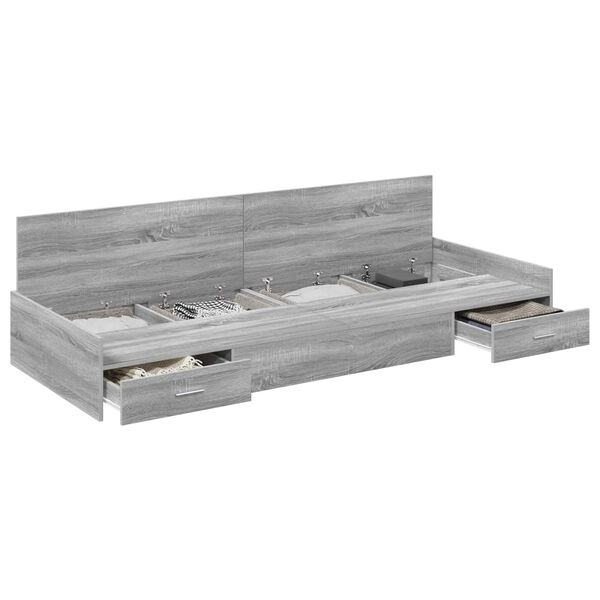 vidaXL Bedframe met hoofdeinde Grijs Sonoma 100 x 200 cm Bewerkt hout