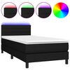 vidaXL Boxspring met matras en LED stof zwart 90x200 cm
