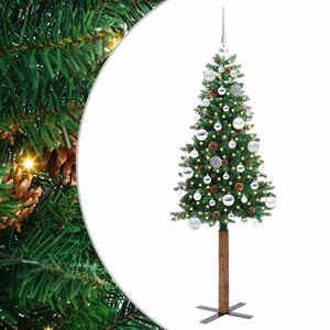vidaXL Slanke Kerstboom Groen 150 cm PVC en massief dennenhout