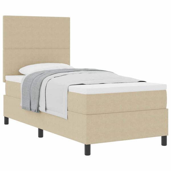 vidaXL Boxspringbed Lichtgrijs en wit. 80 x 200 cm Katoen Stof