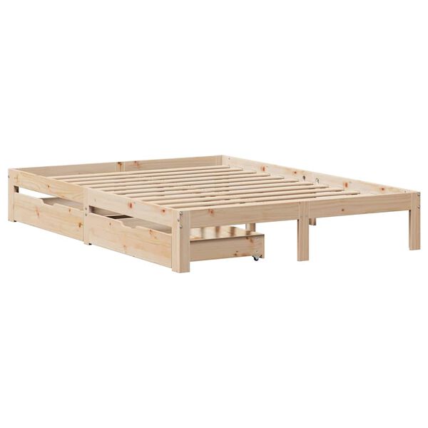 vidaXL Bedframe met lades massief grenenhout 135x190 cm