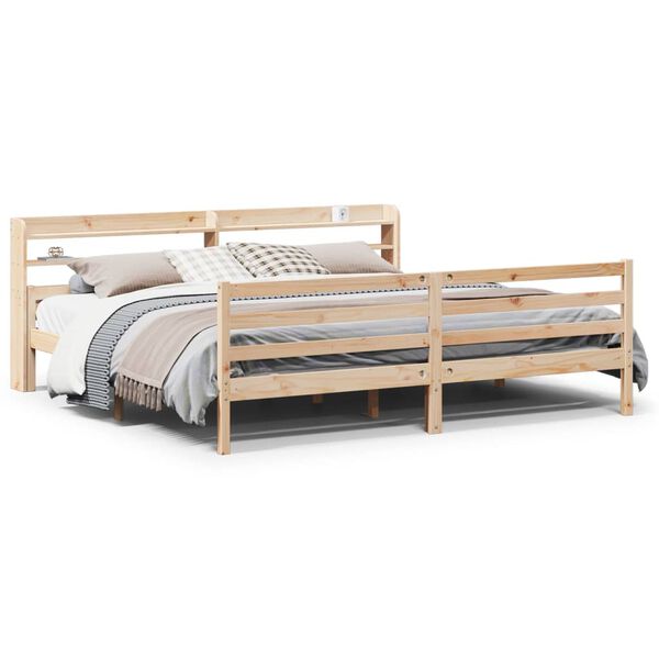 vidaXL Bedframe met hoofdbord massief grenenhout 200x200 cm