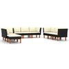 vidaXL 9-delige Loungeset met kussens poly rattan zwart
