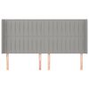 vidaXL Hoofdbord met randen 183x16x118/128 cm stof lichtgrijs