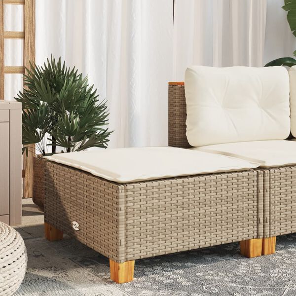 vidaXL Tuinkruk met kussen 63,5x56x32 cm poly rattan beige