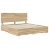 vidaXL Bedframe met hoofdeinde Sonoma Eiken 200 x 200 cm Bewerkt hout