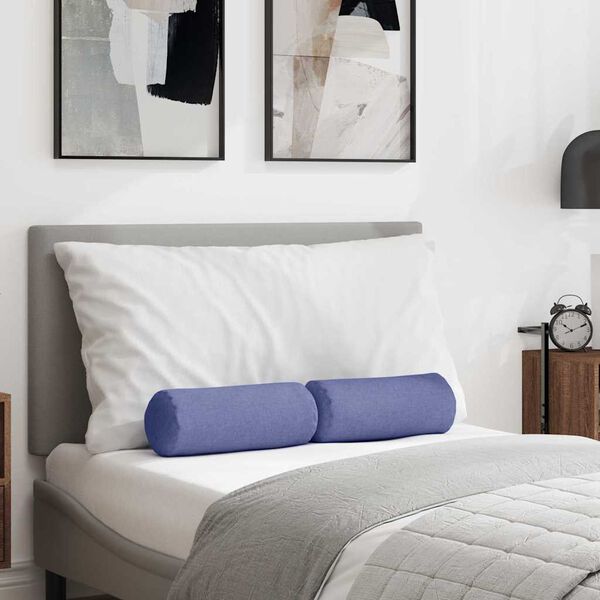 vidaXL Bolster Kussens 2 stuks Jeans Blauw Ø 15 x 40 cm Stof