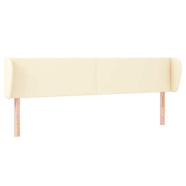 vidaXL Hoofdbord met randen 203x23x78/88 cm kunstleer cr&egrave;mekleurig