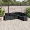 vidaXL 6-delige Loungeset met kussens poly rattan zwart