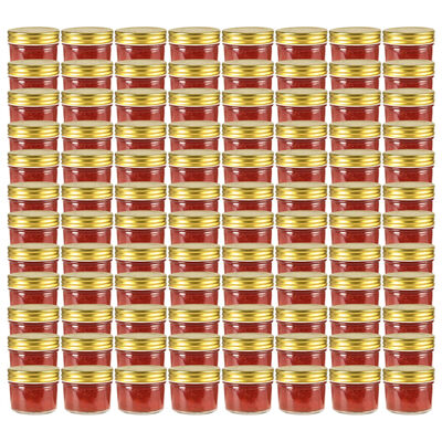 vidaXL Jampotten met goudkleurige deksels 96 st 110 ml glas