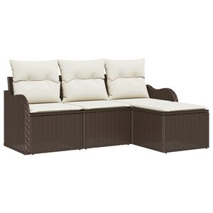 vidaXL Tuin Sofa Set met opslag 4 pcs Bruin poly rattan
