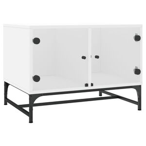 vidaXL Salontafel met glazen deuren 68,5x50x50 cm wit