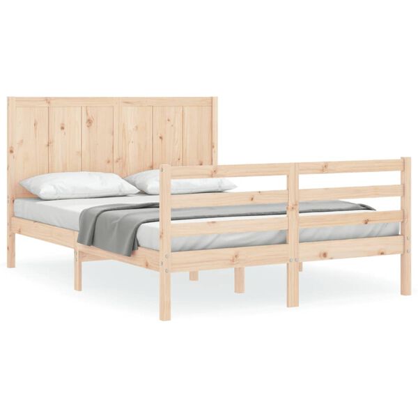 vidaXL Bedframe met hoofdbord massief hout 120x200 cm