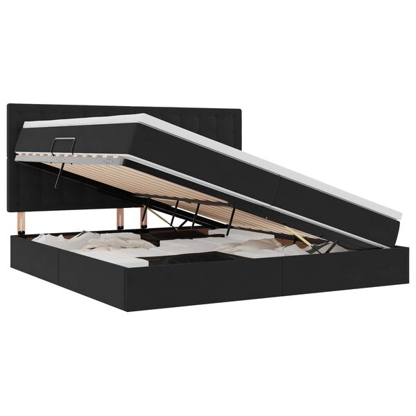 vidaXL Opslag bed met matras met matras Zwart 200 x 200 cm Fluweel