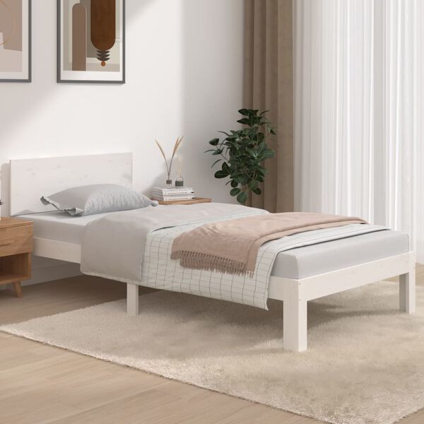 vidaXL Bedframe massief hout wit 90x190 cm