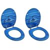 vidaXL Toiletbrillen met deksel 2 st waterdruppel MDF blauw