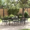vidaXL Tuin eettafelset 7 pcs Zwart poly rattan