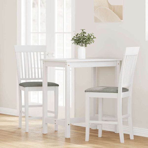 vidaXL Barkrukken met kussens 2 stuks wit massief hout rubber