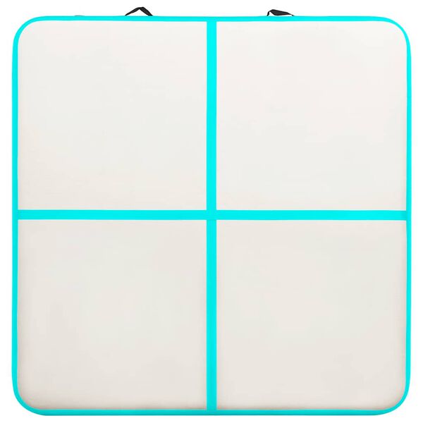 vidaXL Gymnastiekmat met pomp opblaasbaar 200x200x10 cm PVC groen