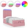vidaXL Ottoman bed met matrassen en LED's 100x200cm fluweel roze