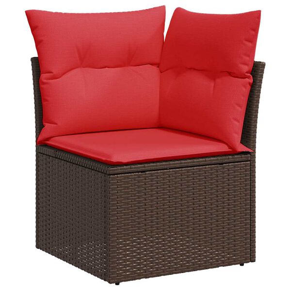 vidaXL 8-delige Loungeset met kussens poly rattan bruin