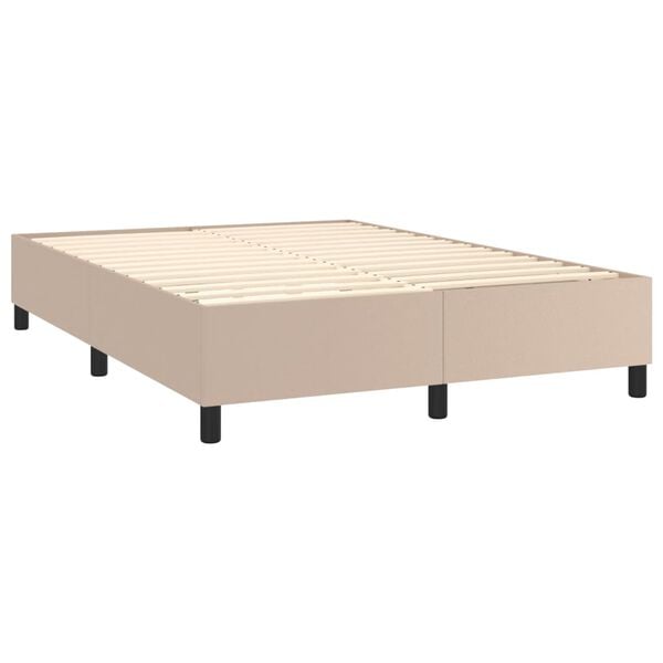 vidaXL Boxspring met matras kunstleer cappuccinokleurig 140x200 cm