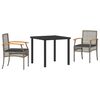 vidaXL Tuin eettafelset 3 st Grijs en zwart Rattan