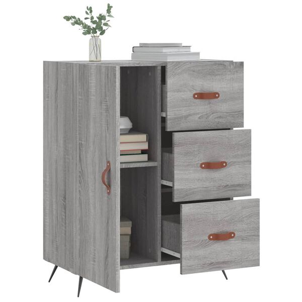 vidaXL Dressoir 69,5x34x90 cm bewerkt hout grijs sonoma eikenkleurig