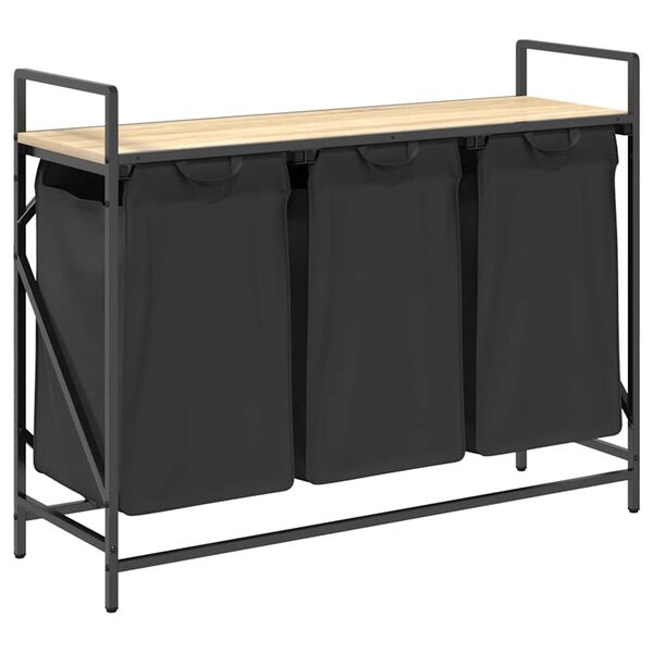 vidaXL Wasmand 3 vakken met plank sonoma eikenkleurig