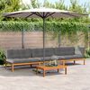vidaXL 4-delige Loungeset pallet met kussens massief acaciahout