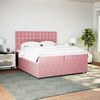 vidaXL Boxspring met matras fluweel roze 200x200 cm