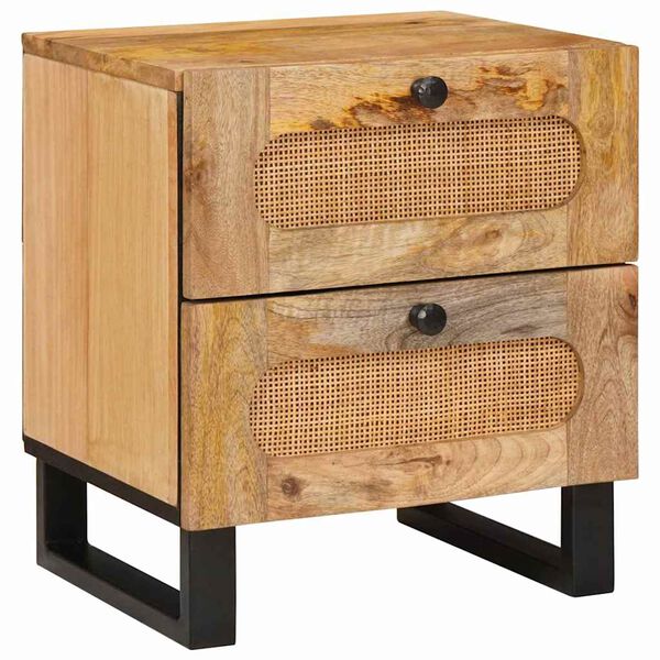 vidaXL Nachtkastje 2 pcs Naturel 40 x 33 x 46 cm Massief Mango Hout