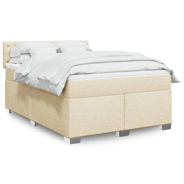 vidaXL Boxspring met matras stof cr&egrave;mekleurig 140x190 cm