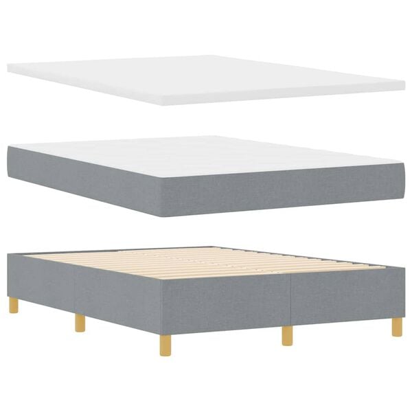 vidaXL Boxspring bed met matras Lichtgrijs 140 x 190 cm Stof