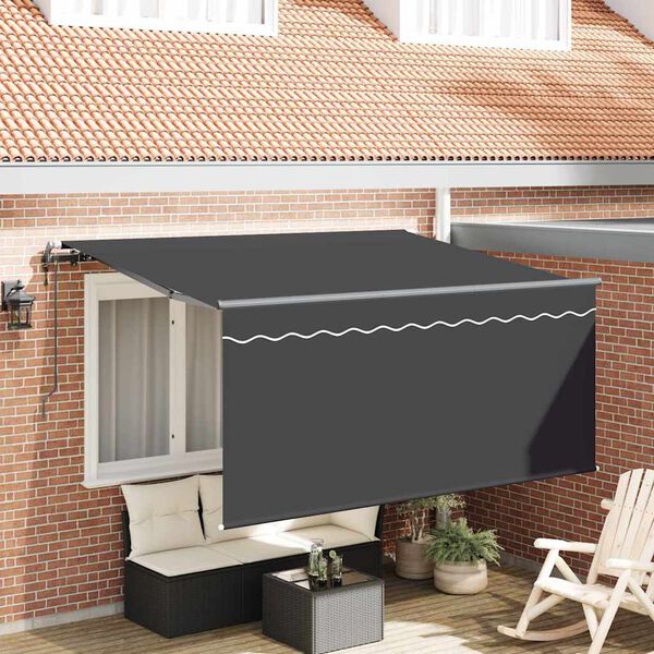 vidaXL Inklapbaar Zonnescherm Gestreept Antraciet 300 x 200 cm Stof
