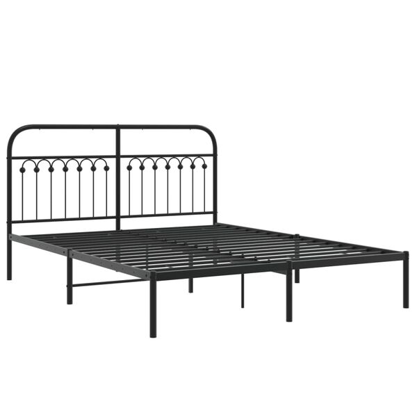 vidaXL Bedframe met hoofdbord metaal zwart 160x200 cm