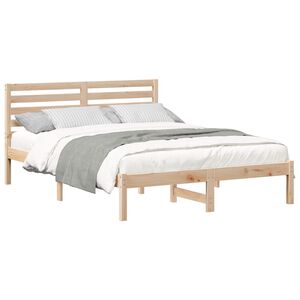 vidaXL Bedframe met hoofdeinde Bruin 135 x 190 cm Massief grenenhout
