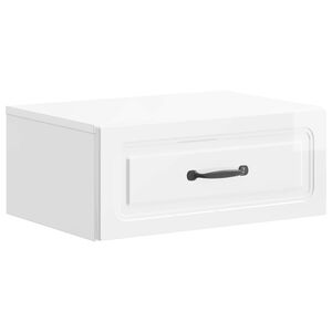 vidaXL Wandbeugel Bedkast Hoogglans Wit 49 x 34,5 x 20 cm Bewerkt hout